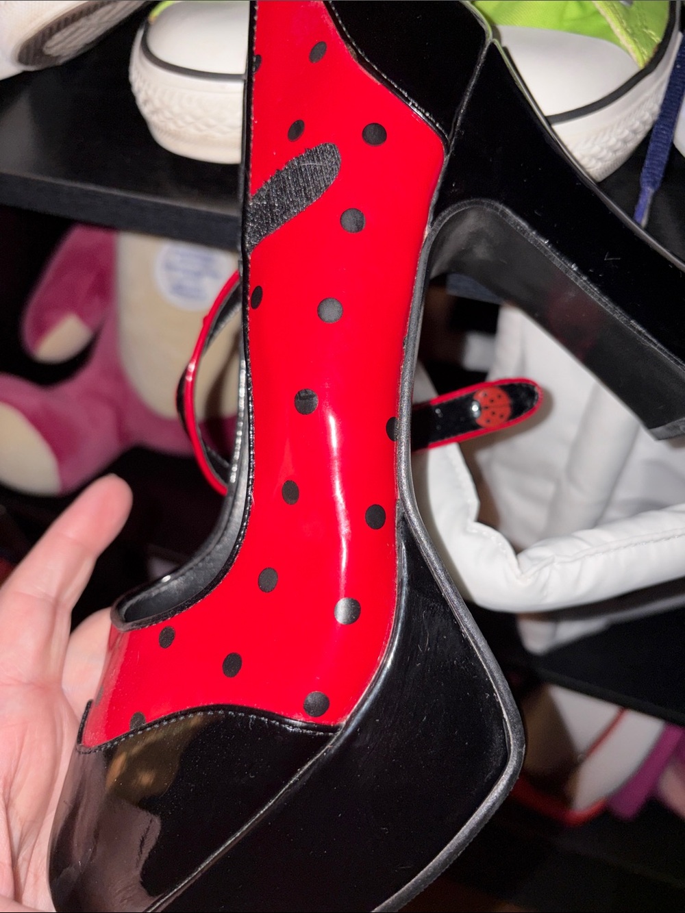 Killstar Red and Black Polka Dot Mary Jane Platform Heels
